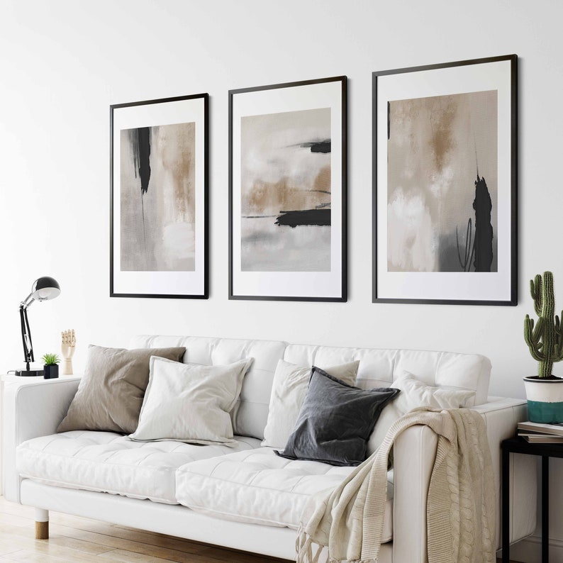 Abstract Wall Art Neutral Tones Modern Abstract Gallery Wall Etsy