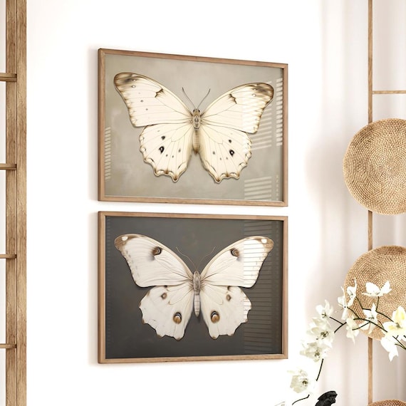 Butterfly Print Set of 2: Vintage Cottagecore Wall Art