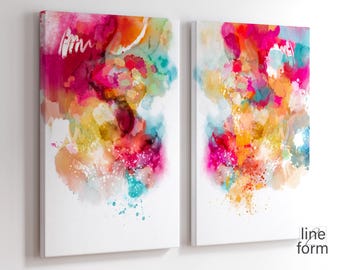 Colorful Abstract Watercolor Print Set of 2: Modern Wall Art (Digital Download)