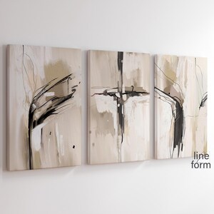 Beige Abstract Art Print Set Gallery Wall Art Set of 3 Simple Neutral Nordic Prints Modern Neutral Wall Prints Modern Abstract Minimal Art