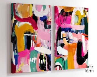 Abstract Colorful Painting Print Set of 2: Modern Wall Art (Digital Download)