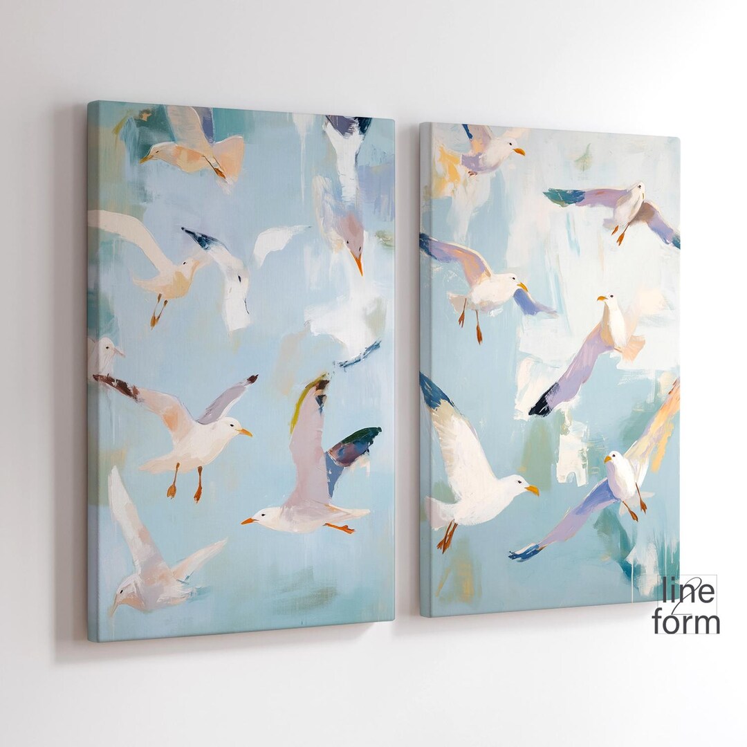 Seagull Wall Art Set: Hamptons Style Birds Print (digital Download) - Etsy