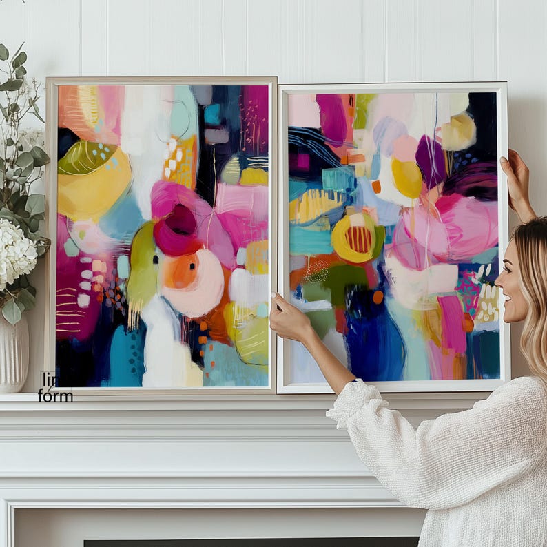 Colorful Abstract Art Print Set of 2: Modern Home Decor - Etsy