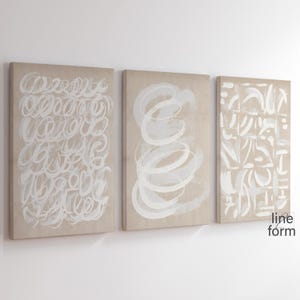 Abstract Brush Strokes Print Set of 3: Beige White Nordic Art (Digital Download)