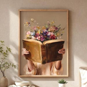 Arte di donne che leggono, arte astratta di persone, decorazione per angolo lettura, arte astratta femminile, arte murale per amanti dei libri, arte murale libresca