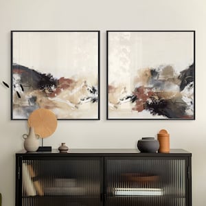 Erdiges Neutral Platz Abstraktes 2er Set Nordische Drucke Abstrakte Moderne Wand Kunst Druck Abstrakte Malerei Set Moderne abstrakte Kunst