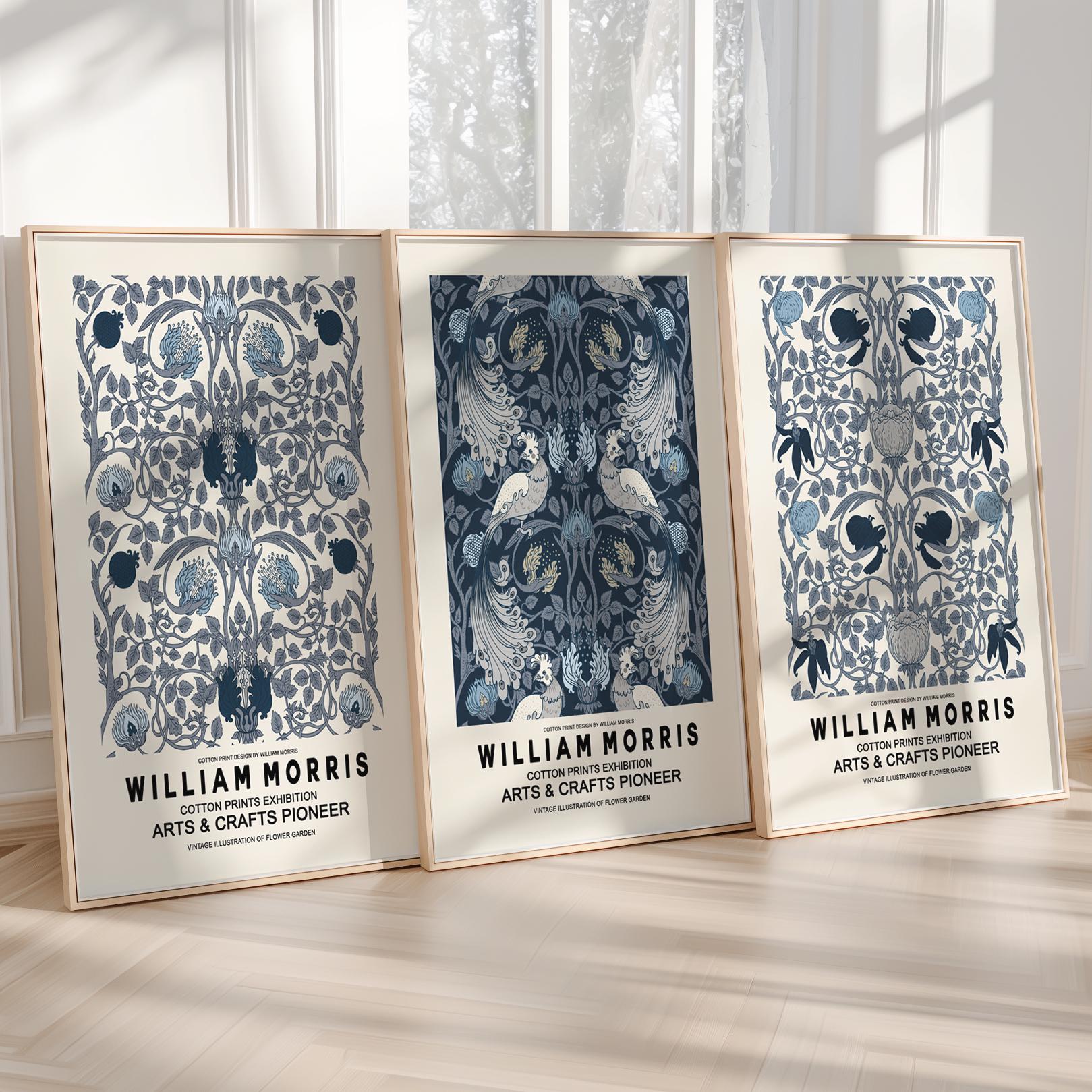 William Morris Poster Set: Blue Botanical Art Nouveau Prints - Etsy