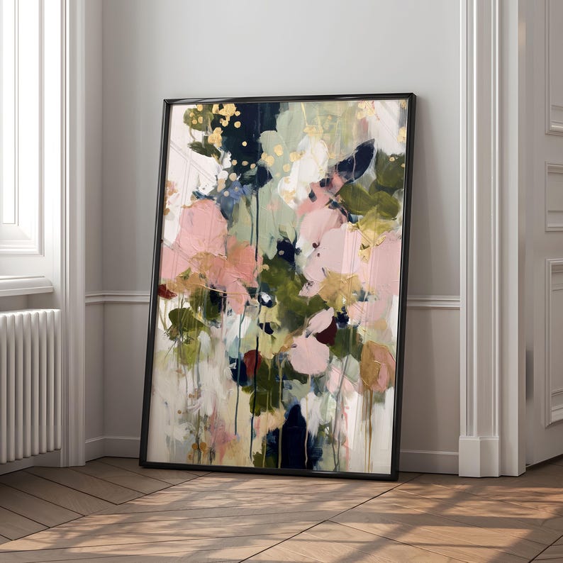 Abstract Floral Wall Art Set of 2: Blush Pink & Green Prints - Etsy