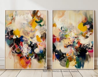 Abstract Painting Print Set of 2: Colorful Modern Wall Art