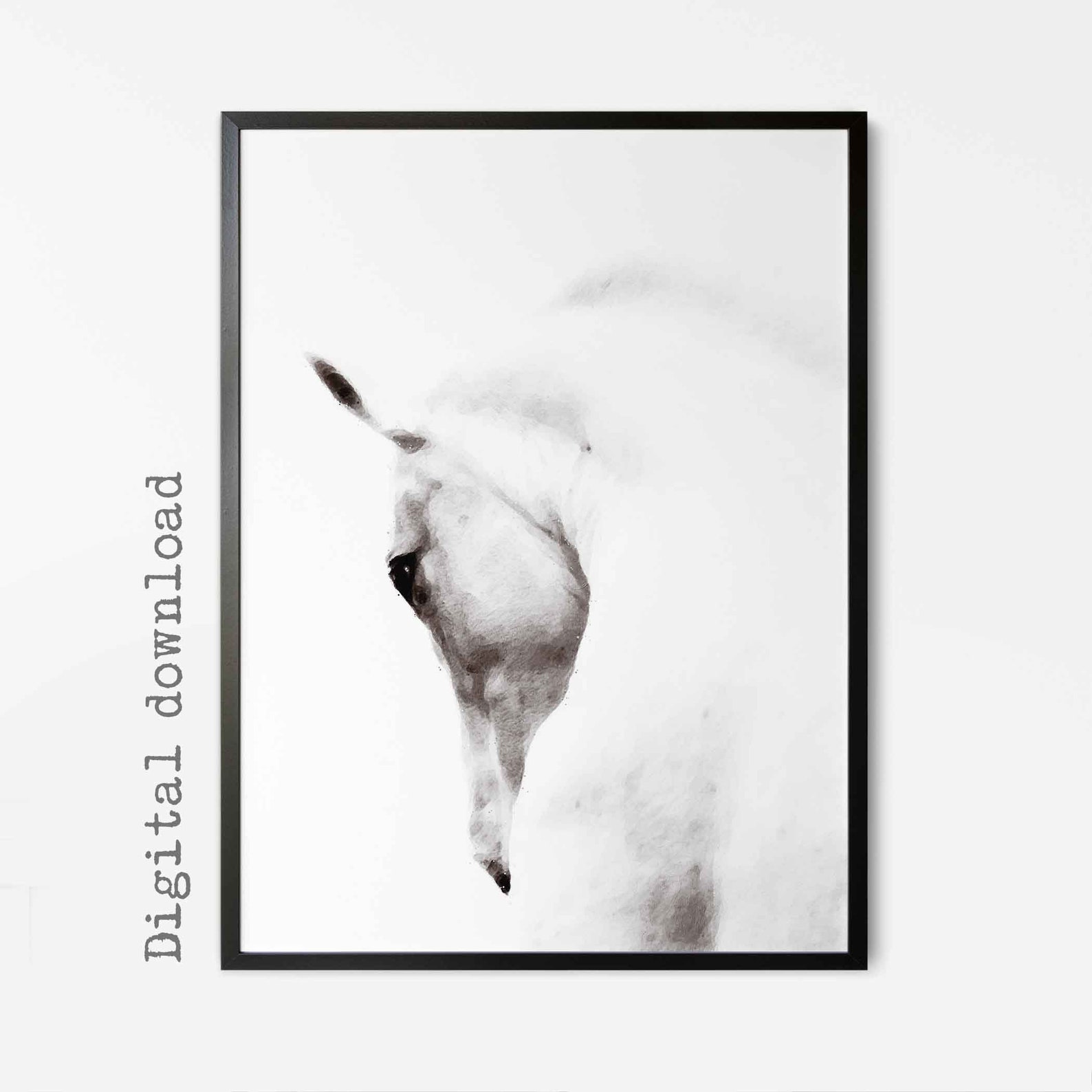White Horse Gallery Wall Art Set of 3 Horse Print Horse Farmhouse Decor Horse Art White Horse
