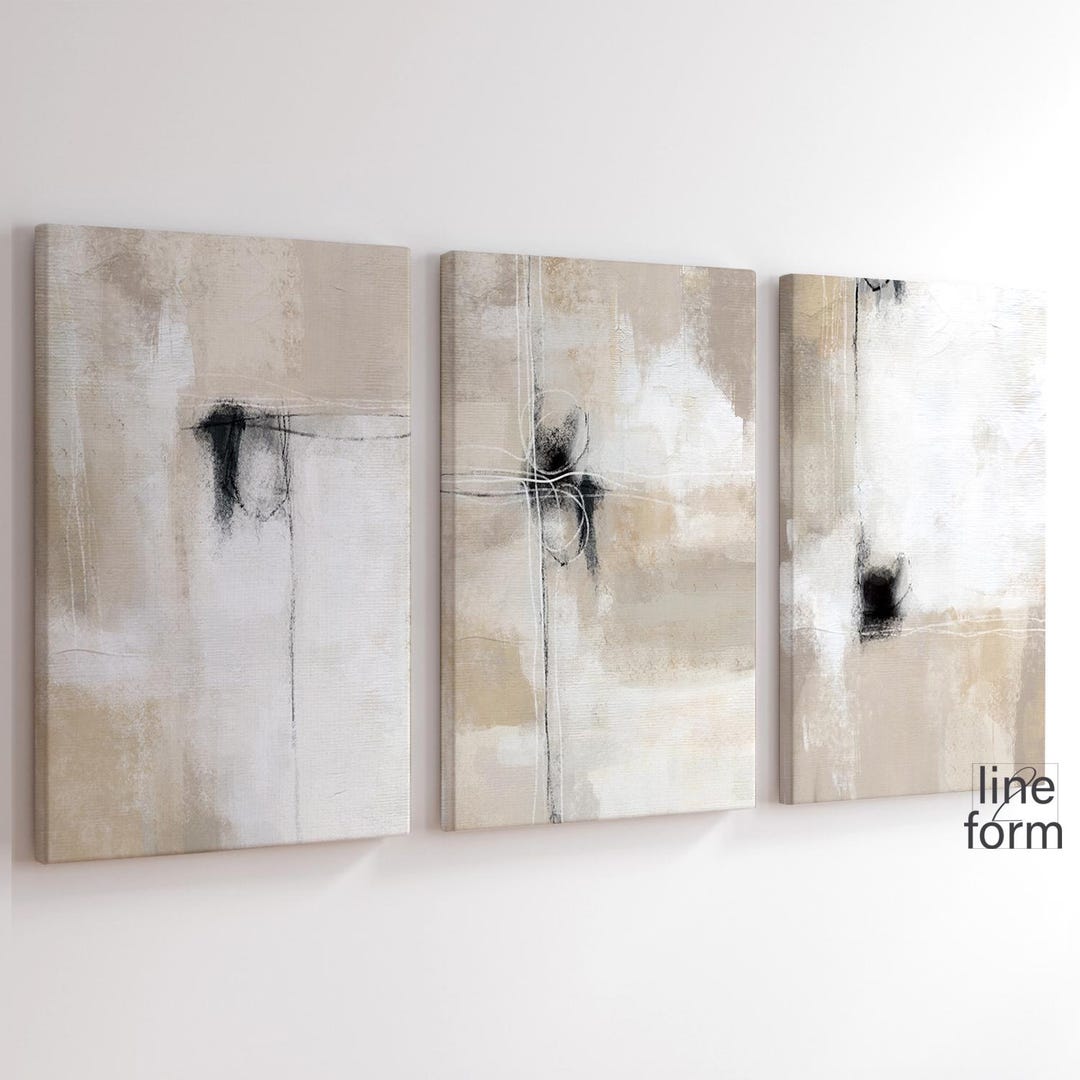 Modern Neutral Beige Abstract Gallery Wall Art Set of 3 Abstract Nordic ...