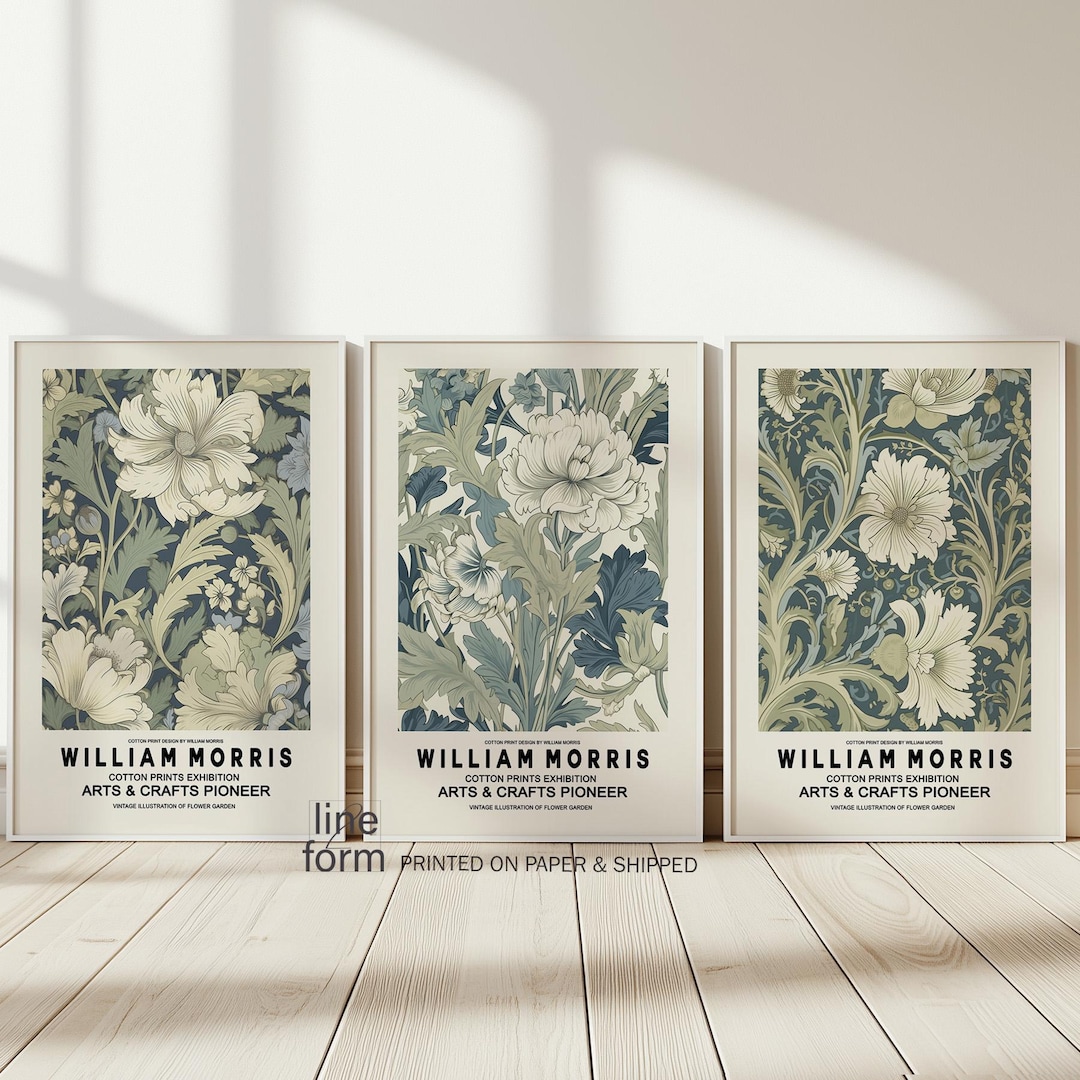William Morris Poster Set: Sage Green Botanical Art Nouveau Prints - Etsy
