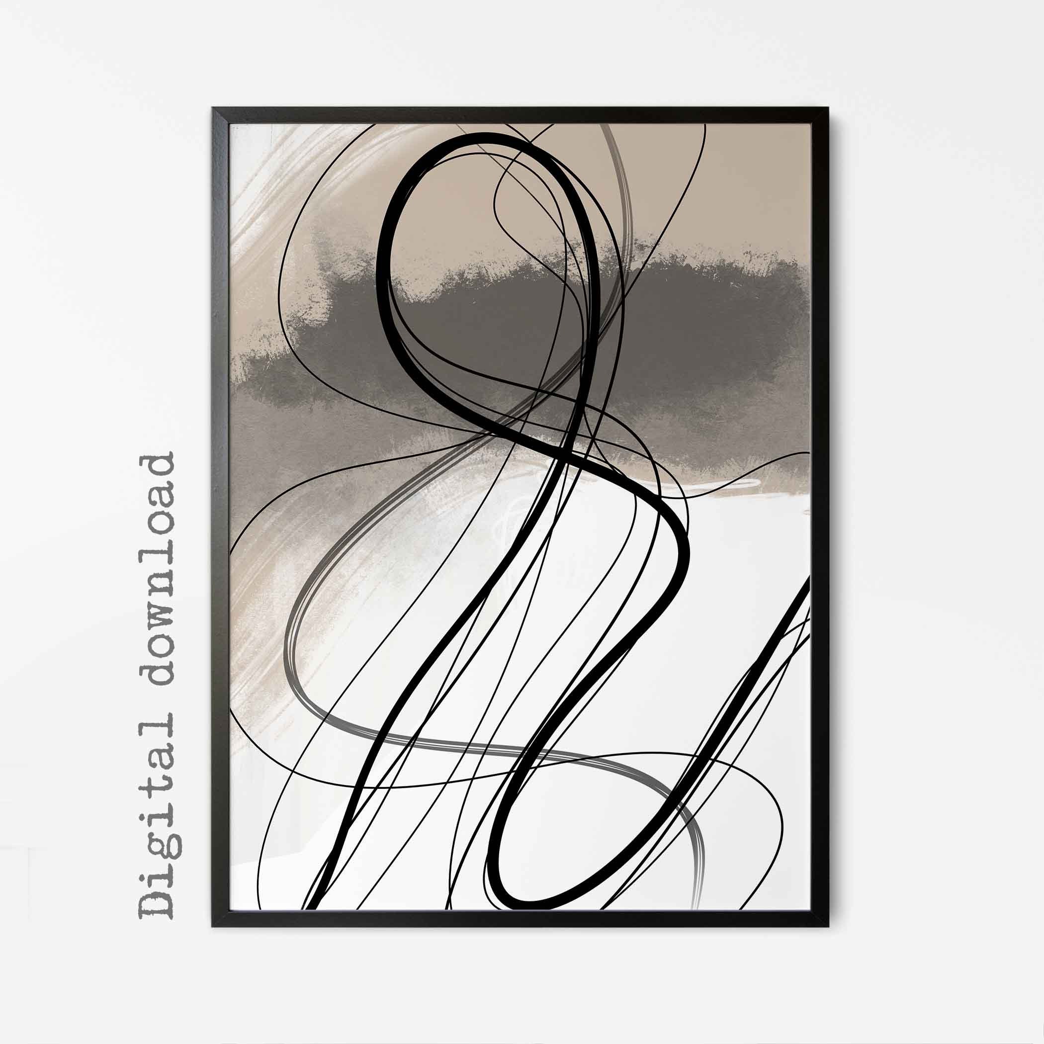 Simplistic Modre Line Drawing Simple Neutral Abstract Modern Line Drawing Gallery Wall Art | Etsy