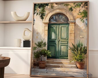 Impresión de puerta verde salvia: arte de pared de estilo rústico vintage