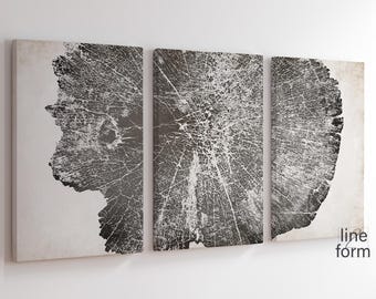 Tree Ring Print Set: Beige & Brown Wood Stump Wall Art (Digital Download)