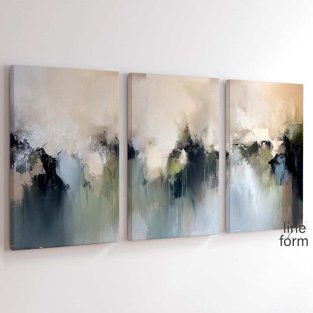 Sage Green Abstract Art Print Set: Modern Minimalist Gallery Wall ...