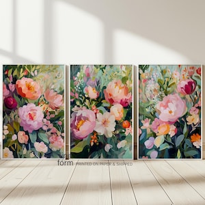 Colorful Floral Art Set of 3 Prints Bright Floral Print Colorful Abstract Art Print Floral Wall Art Modern Abstract Colorful Wall Art