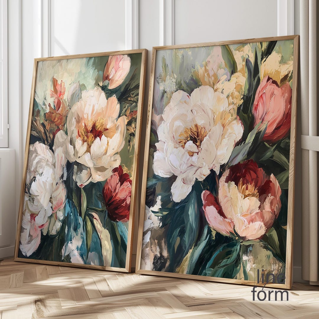 Peony Art Print Set of 2: Neutral Abstract Floral Wall Decor - Etsy