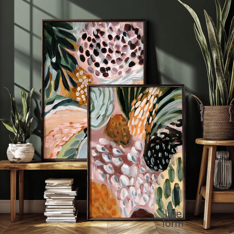 Abstract Botanical Print Set of 2: Earth Tone Modern Art (unframed) - Etsy