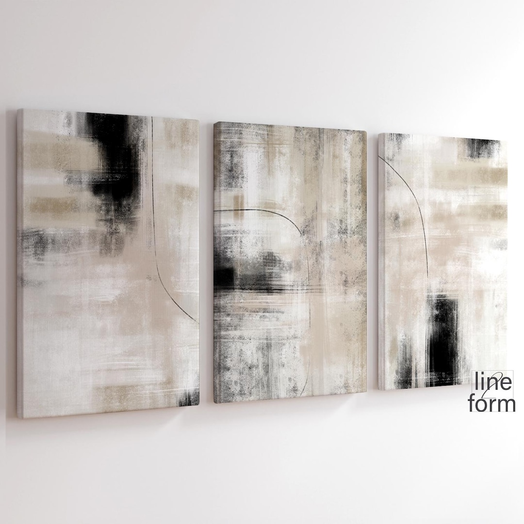 Neutral Abstract Art Prints Set of 3: Minimalist Nordic Gallery Wall ...