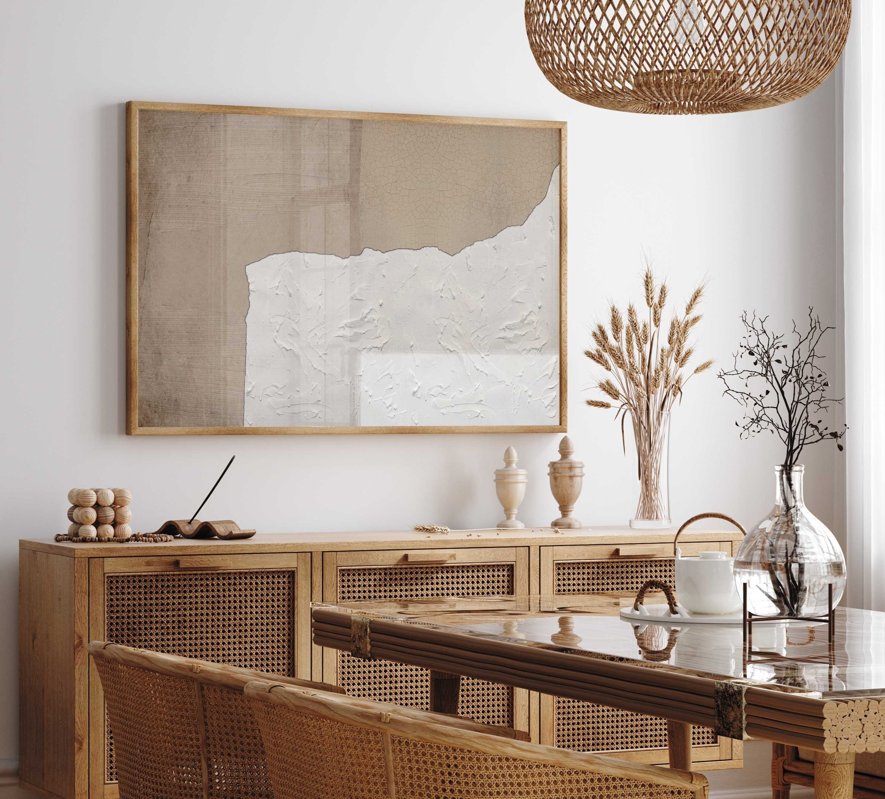 Beige Textured Abstract Painting: Large Minimalist Wall Art (digital ...