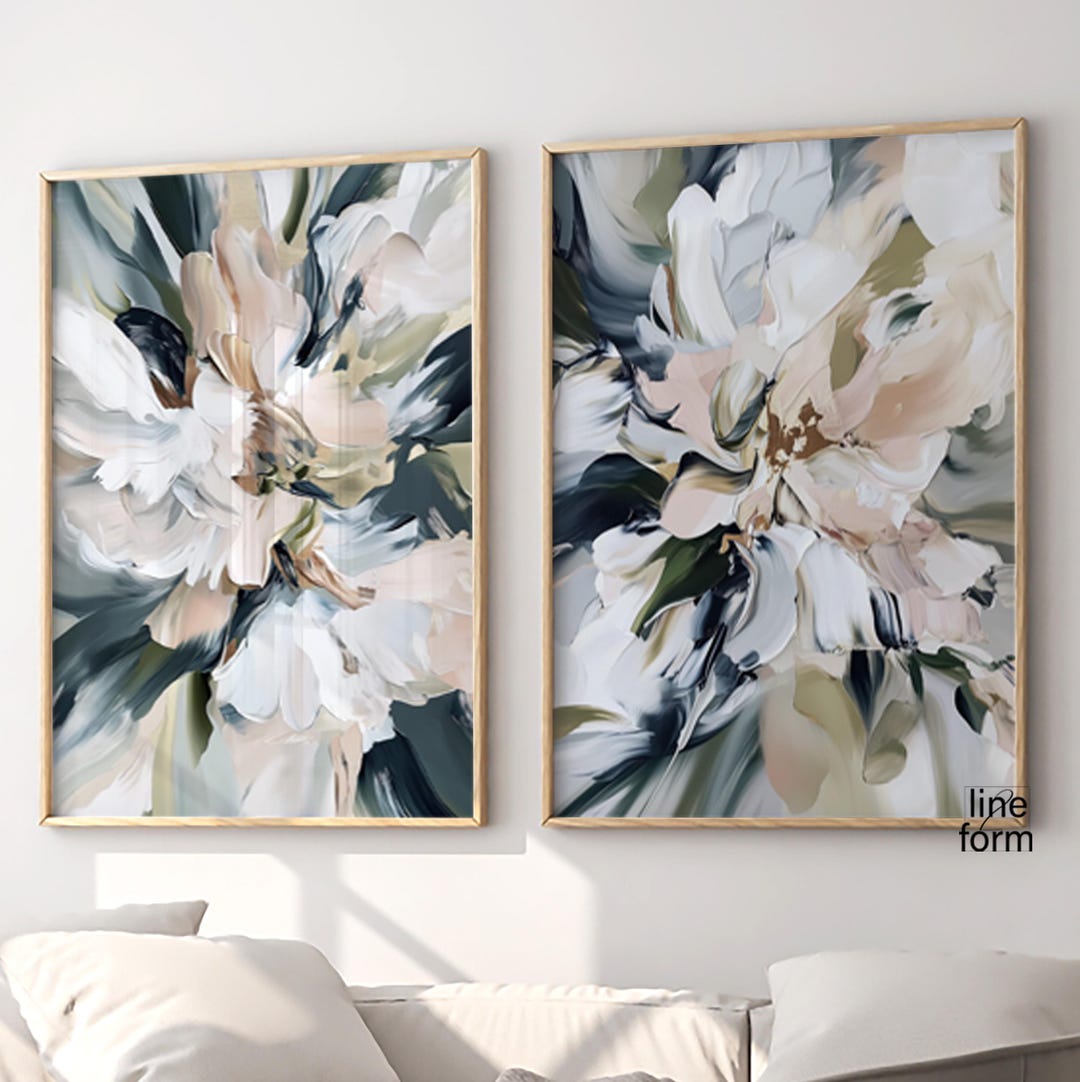 Abstract Floral Wall Art Set of 2: Modern Earth Tones Prints - Etsy