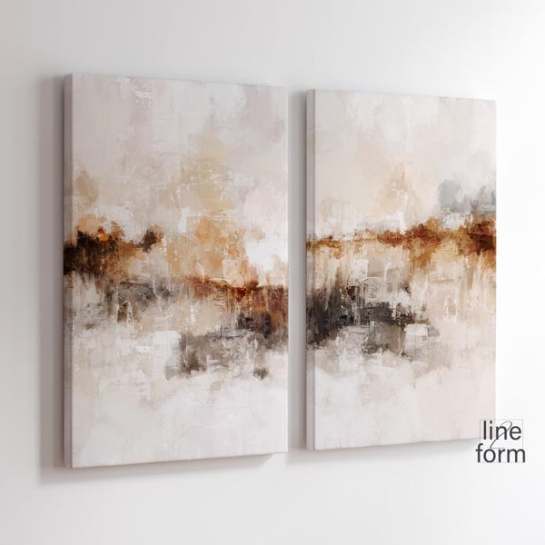 Neutrale abstrakte Kunst Drucke: Modernes strukturiertes 2er-Set (Digitaler Download)