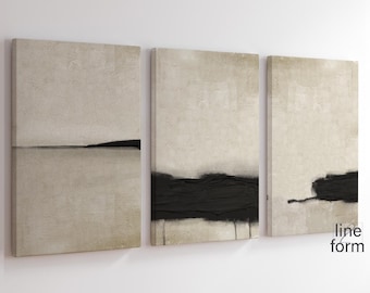 Beige Black and Gold Abstract Art · Set of 3 Prints · Gallery Wall Set ...
