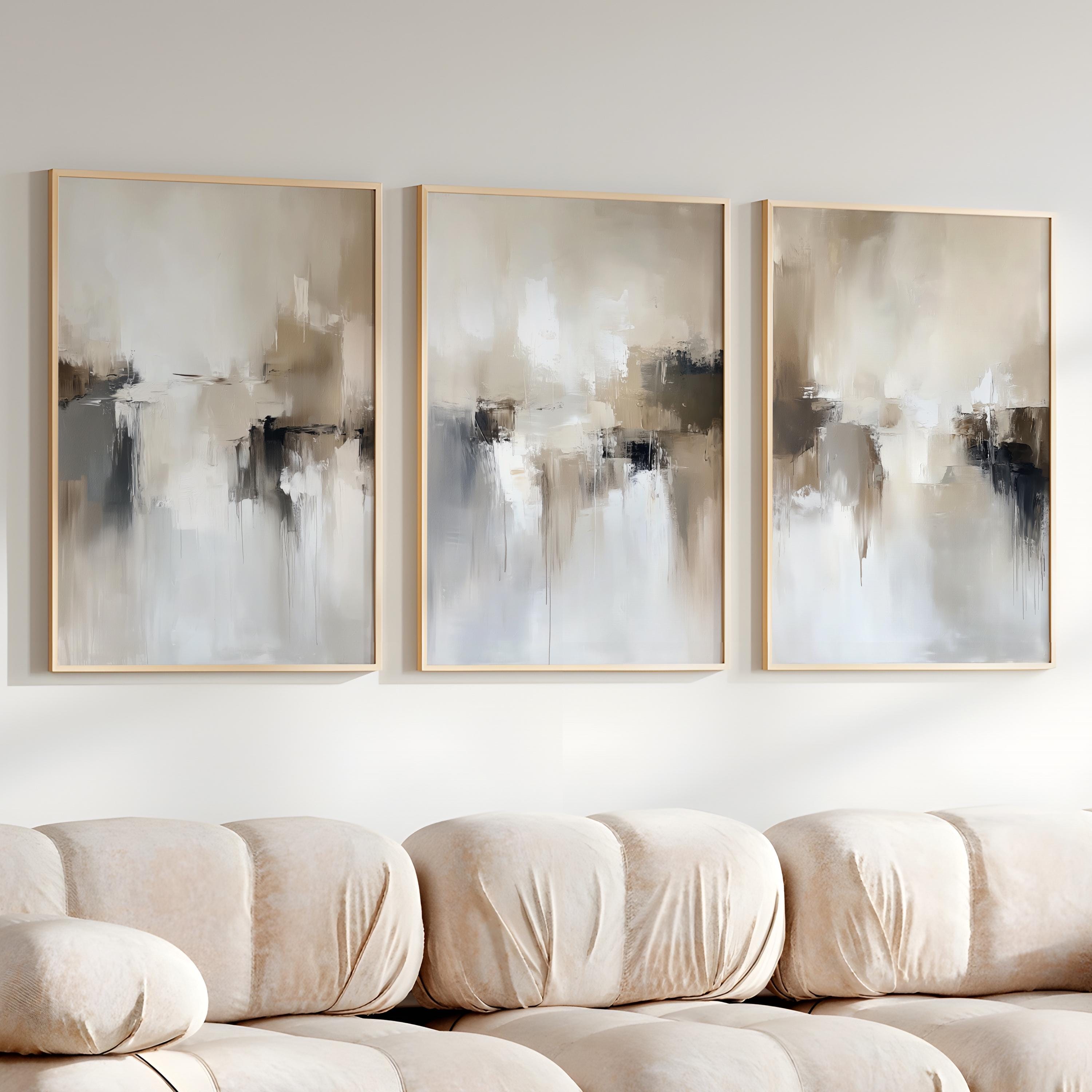 Beige Abstract Wall Art Prints: Modern Neutral Home Decor, Set of 3 - Etsy