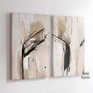 Beige Abstract Gallery Wall Art Set of 2 Simple Neutral Nordic Prints Simple Abstract Art Modern Minimalist Abstract Art Modern Minimal Art