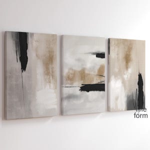 Neutral Abstract Wall Art Set: Modern Minimalist Brush Strokes (Digital Download)