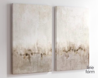 Beige Abstract Art Prints: Nordic Minimalist Set of 2 (Digital Download)