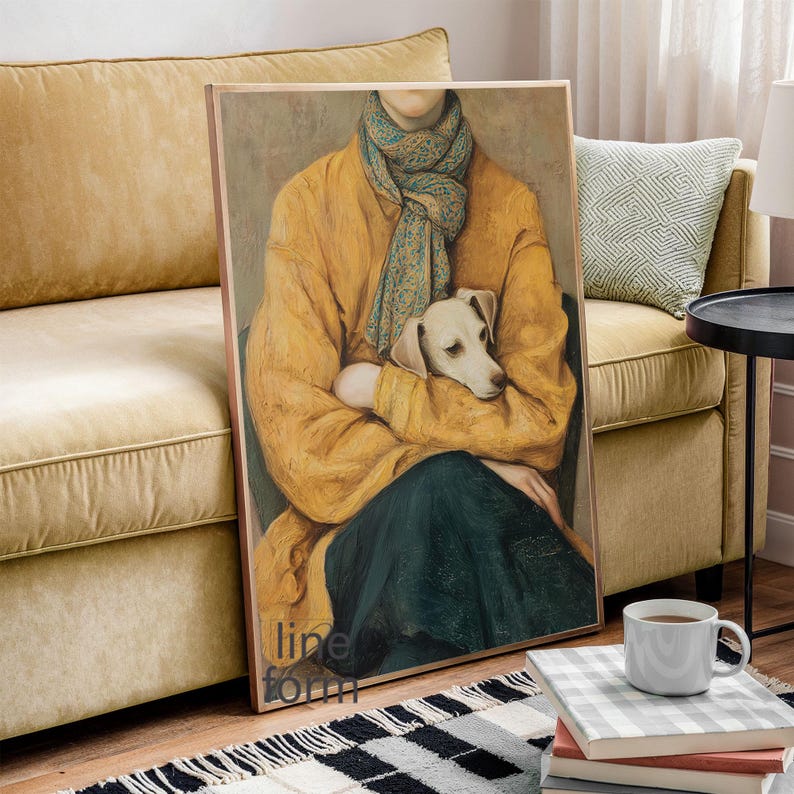 Vintage Woman and Dog Portrait Print: Vintage Eclectic Home Decor - Etsy