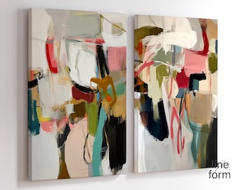 Abstract Colorful Prints: Modern Wall Art Set of 2 (Digital Download)