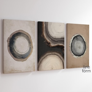 Tree Ring Prints Set: Neutral Abstract Wood Art (Digital Download)