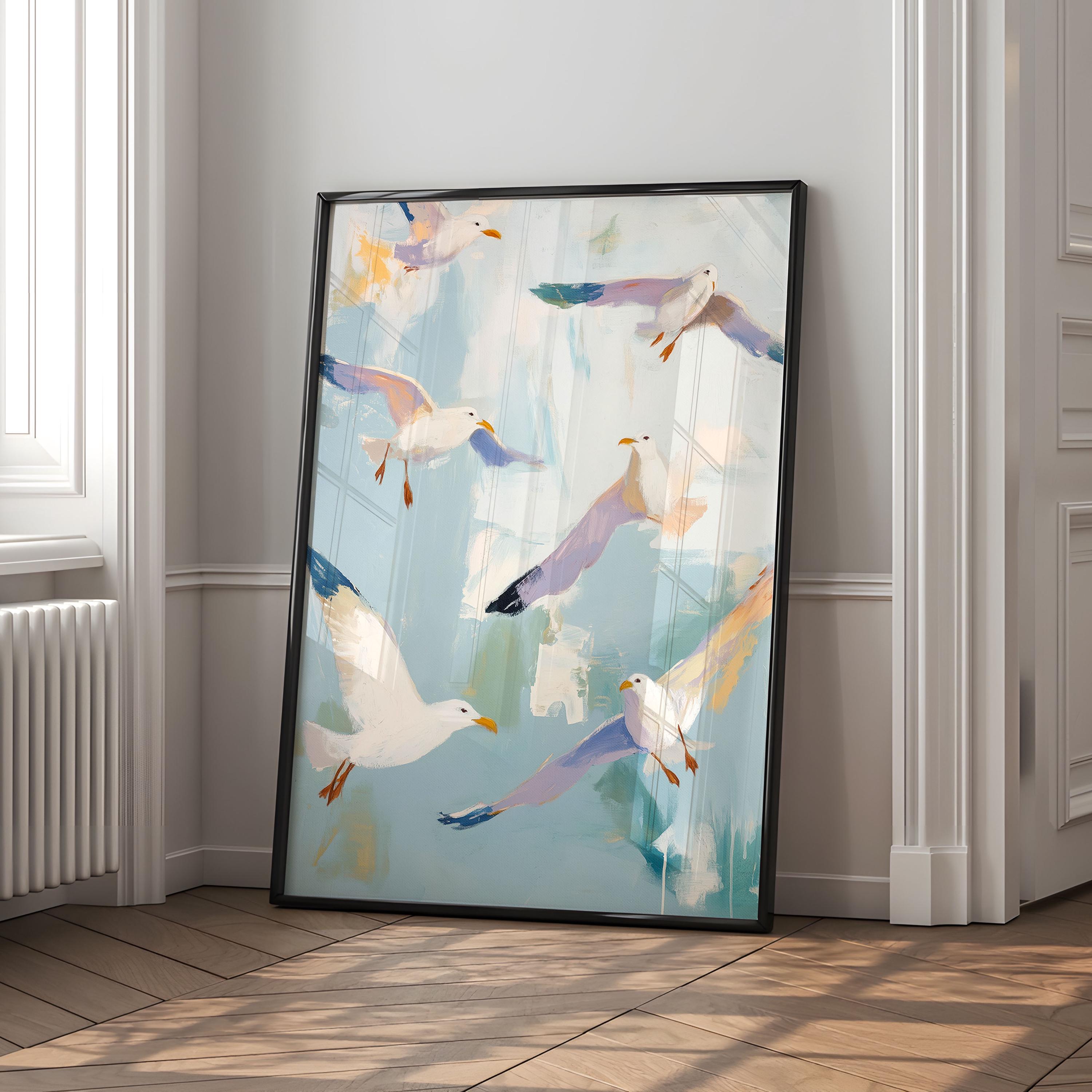 Seagull Wall Art Print Set of 2: Hamptons Style Flying Birds - Etsy