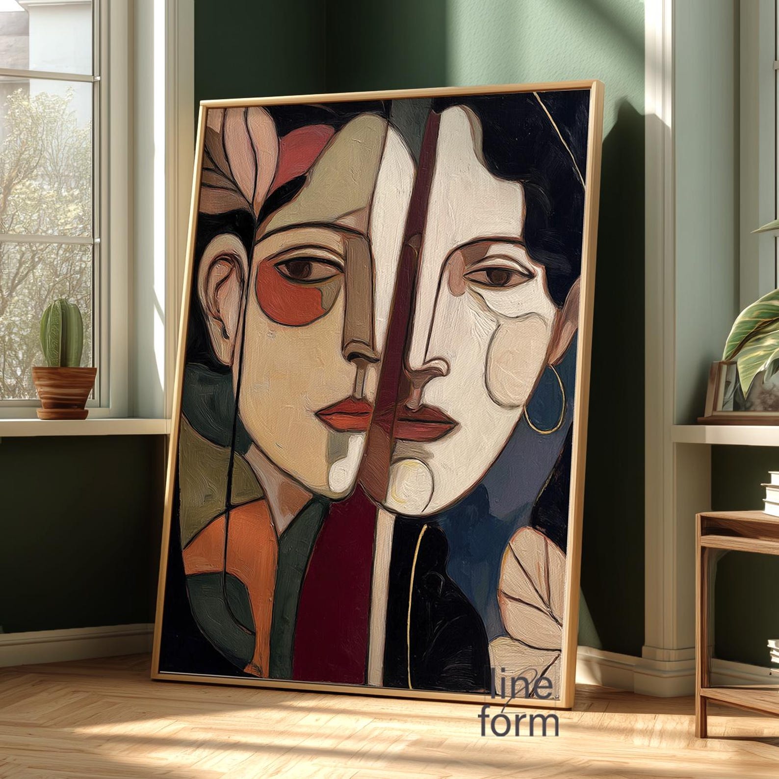 Minimalist Abstract Face Art Print: Modern Female Oil Painting - Etsy