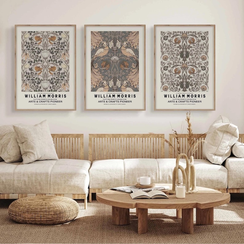 William Morris Poster Set: Beige Botanical Art Nouveau Prints - Etsy