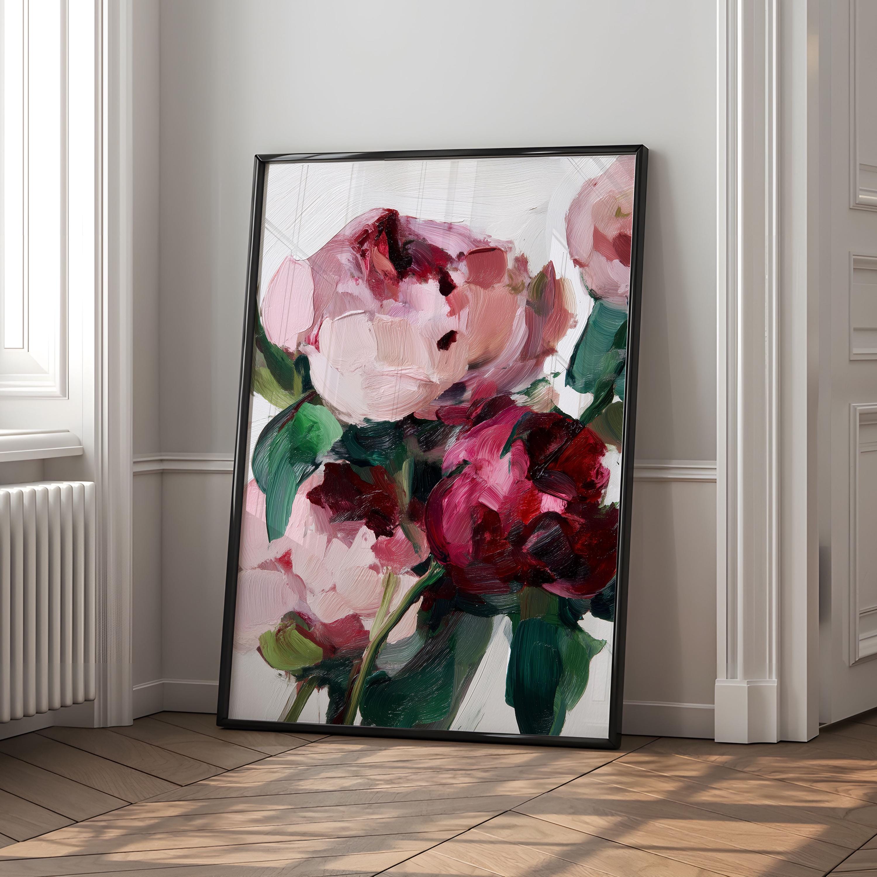 Peony Art Print Set of 2: Abstract Pink Floral Wall Decor - Etsy
