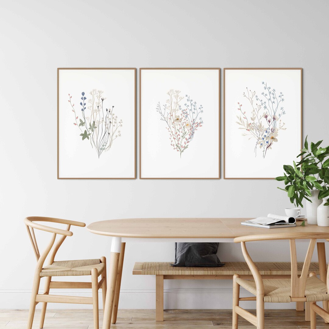Botanical Prints Set of 3 Prints Wildflower Print Watercolor ...