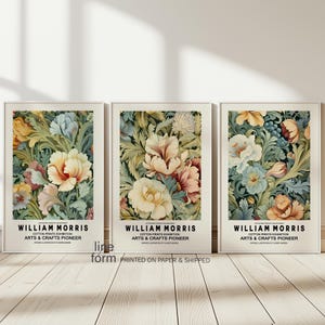 William Moris Poster Set of 3, Colorful Exhibition Poster Botanical William Morris Museum Print William Morris Poster Art Nouveau Poster