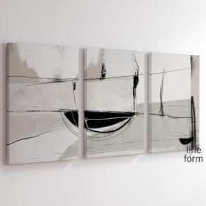 Neutral Simple Abstract Gallery Wall Art Set of 3 Neutral Nordic Prints Modern Abstract Art Abstract Art Print Set Abstract Modern Painting