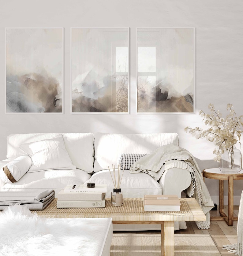 Neutral Earth Tones Landscape Painting Abstract Gallery Wall Etsy