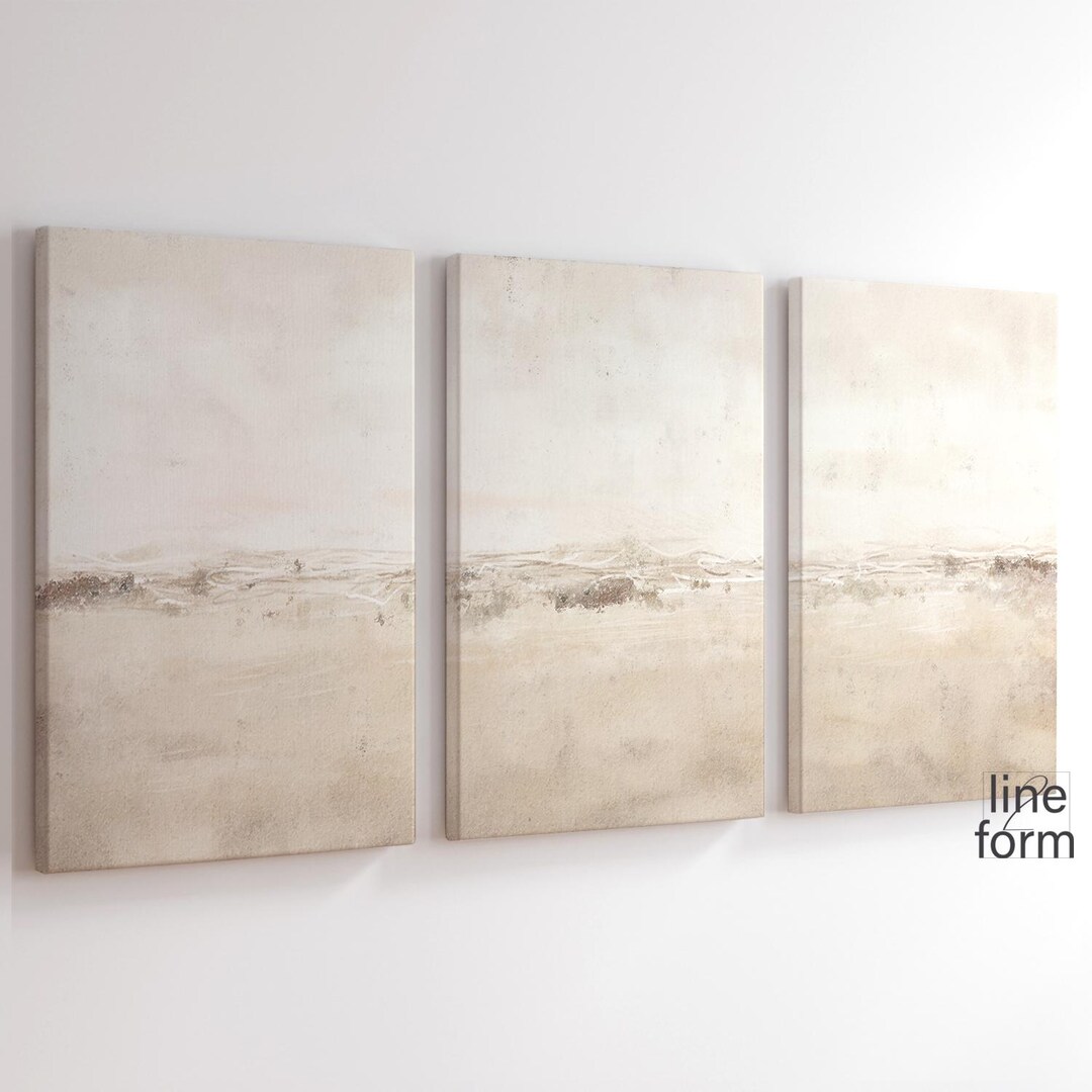 Beige Abstract Gallery Wall Art Set of 3: Nordic Minimalist Prints ...