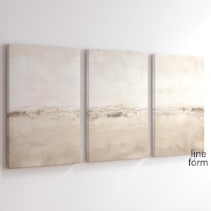 Beige Abstrakte Galerie Wandkunst 3er Set Einfache Neutrale nordische Drucke Einfache abstrakte Kunst Moderne minimalistische abstrakte Kunst Moderne Minimal Kunst