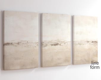 Beige Abstrakte Galerie Wandkunst 3er Set Einfache Neutrale nordische Drucke Einfache abstrakte Kunst Moderne minimalistische abstrakte Kunst Moderne Minimal Kunst