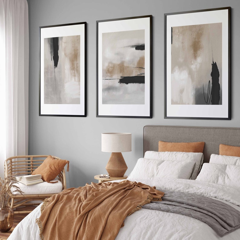 Abstract Wall Art Neutral Tones Modern Abstract Gallery Wall Etsy