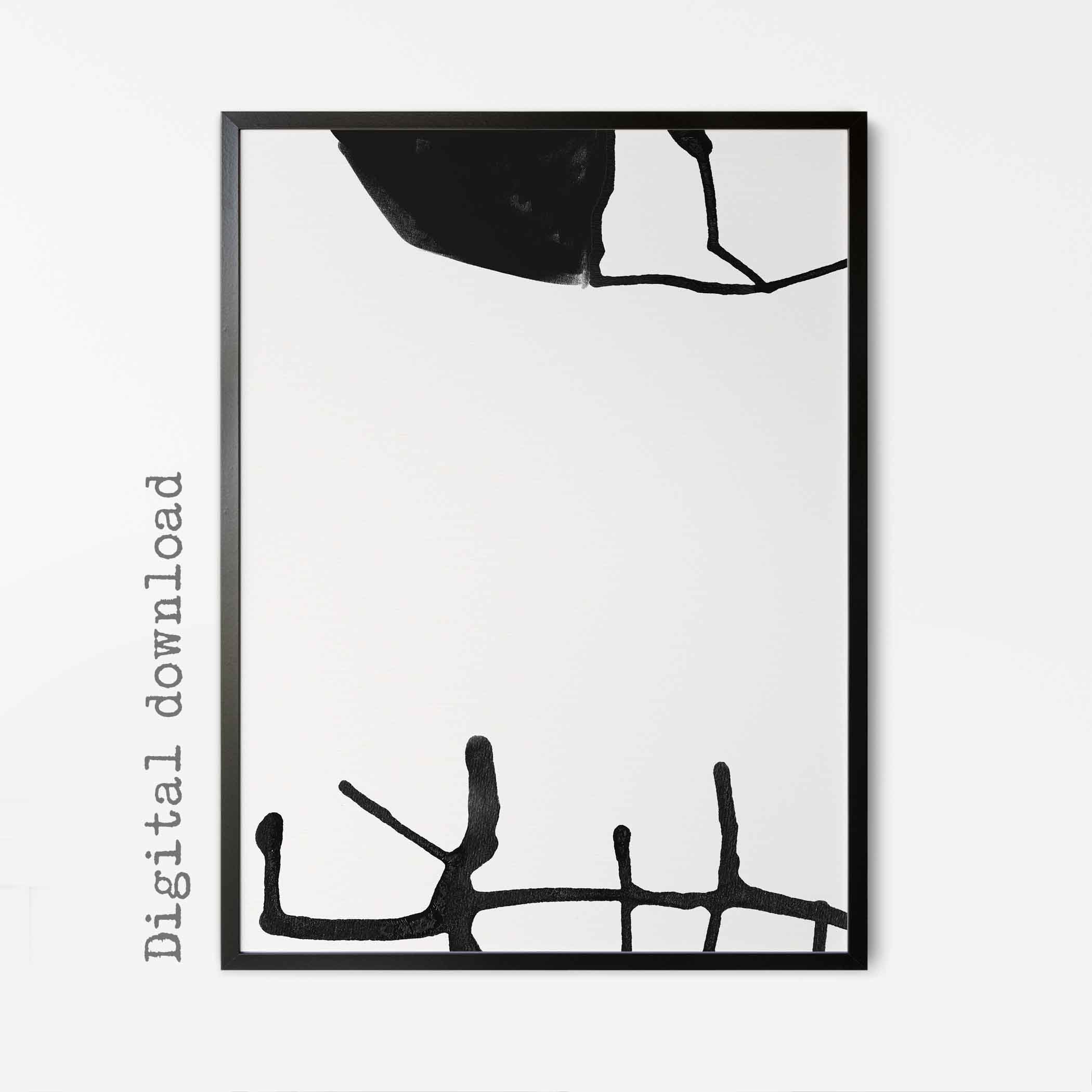 Abstract Black and White Art Prints: Nordic Minimalist Decor (set of 3 ...
