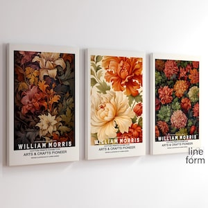 William Morris Print Set of 3: Botanical Art Nouveau Floral Decor (Digital Download)