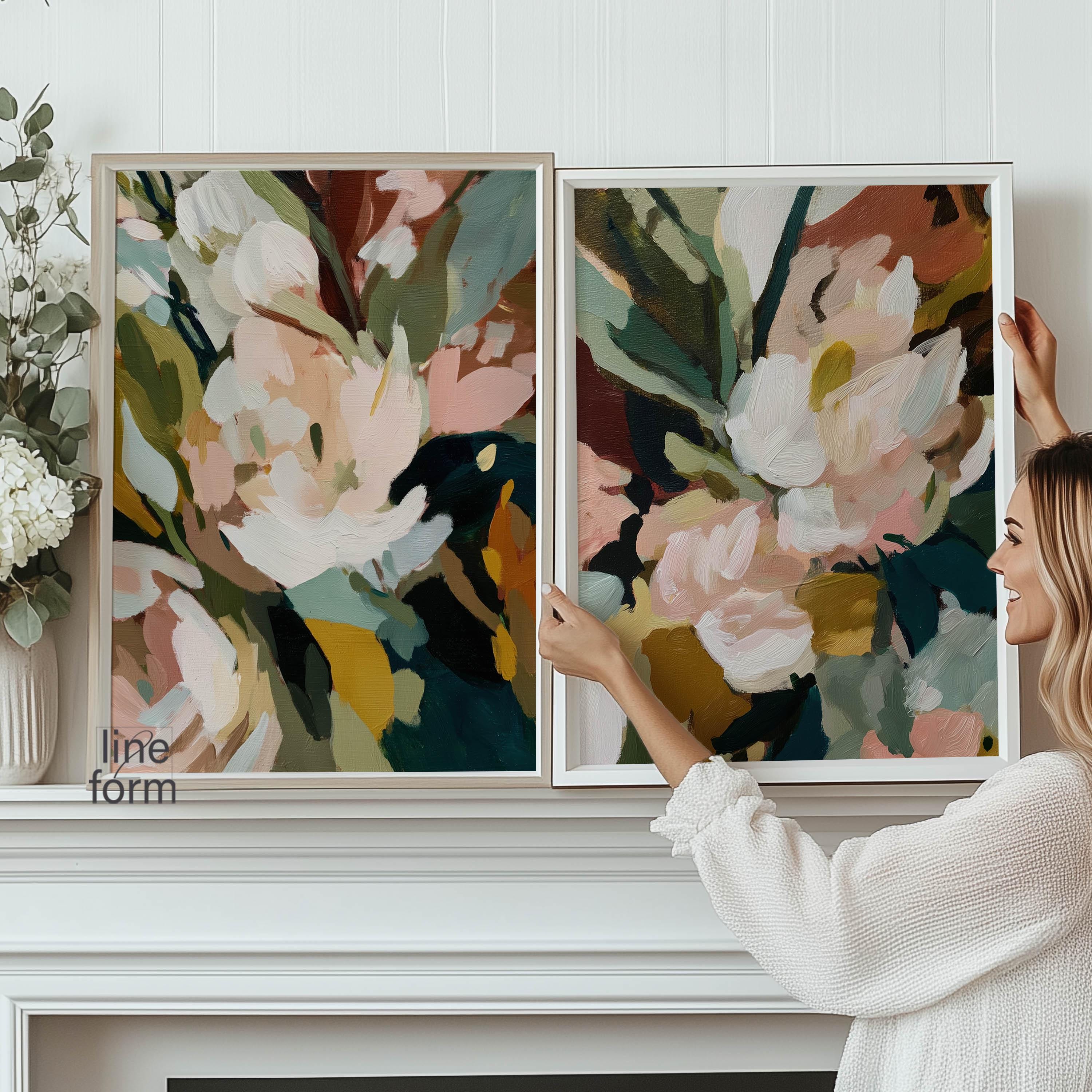 Abstract Floral Print Set of 2: Earth Tone Modern Art (unframed) - Etsy